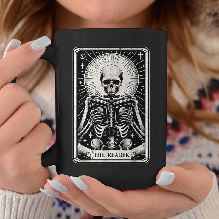 The Reader Tarot Card Books Skeleton Reading Book Graphic Print Coffee Mug Unique Gifts The Reader Tarot Card Books Skeleton Reading Book Graphic Print Coffee Mug Unique Gifts