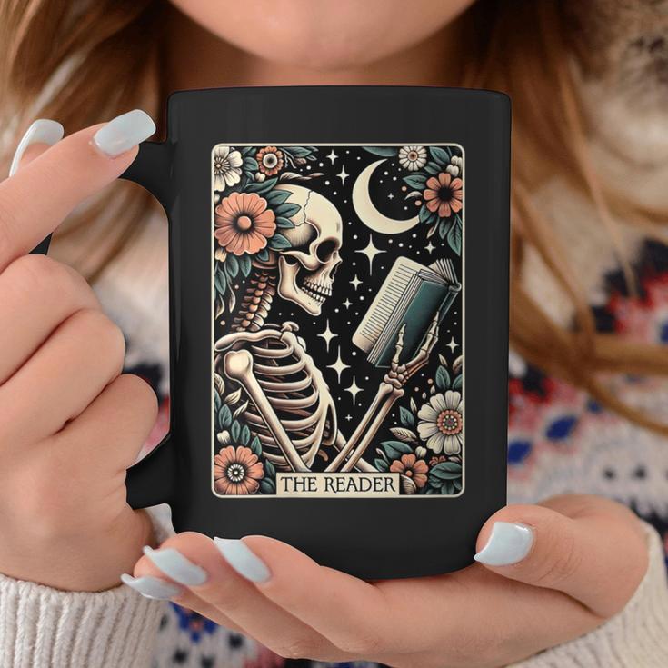 The Reader Tarot Card Skeleton Reading Book Bookworm Bookish Graphic Print Coffee Mug Unique Gifts