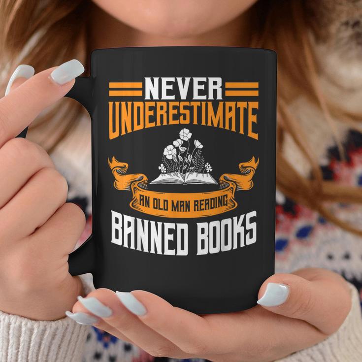 Reading Banned Books Old Man Saying Reader Book Bans Men Graphic Print Coffee Mug Unique Gifts