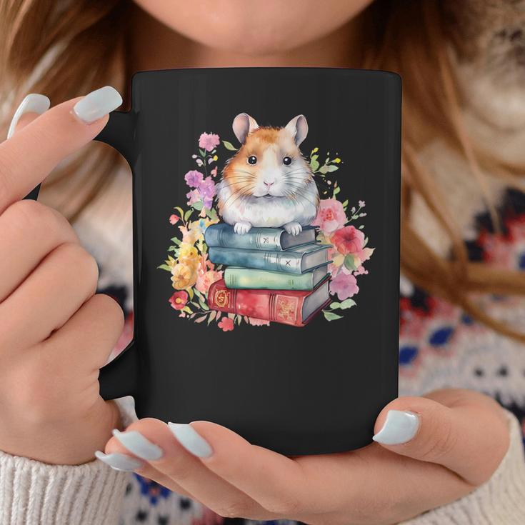 Reading Books Booklover Hamster And Watercolor Books Graphic Print Coffee Mug Unique Gifts