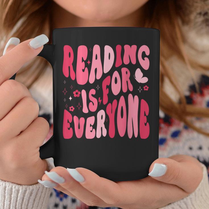 Reading Is For Everyone Books Lover Librarian Bookish Groovy Graphic Print Coffee Mug Unique Gifts