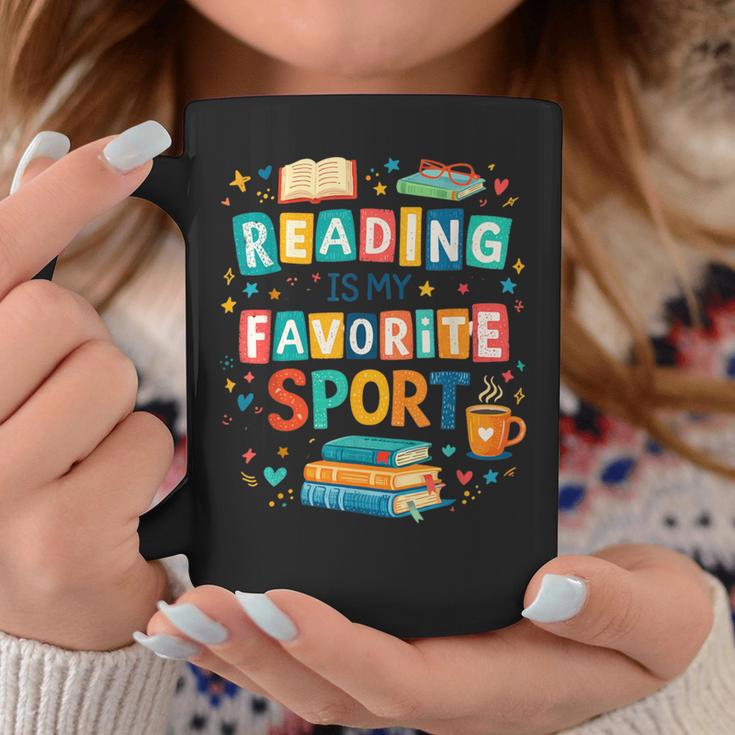 Reading Is My Favorite Sport Colorful Books Readers Teachers Graphic Print Coffee Mug Unique Gifts