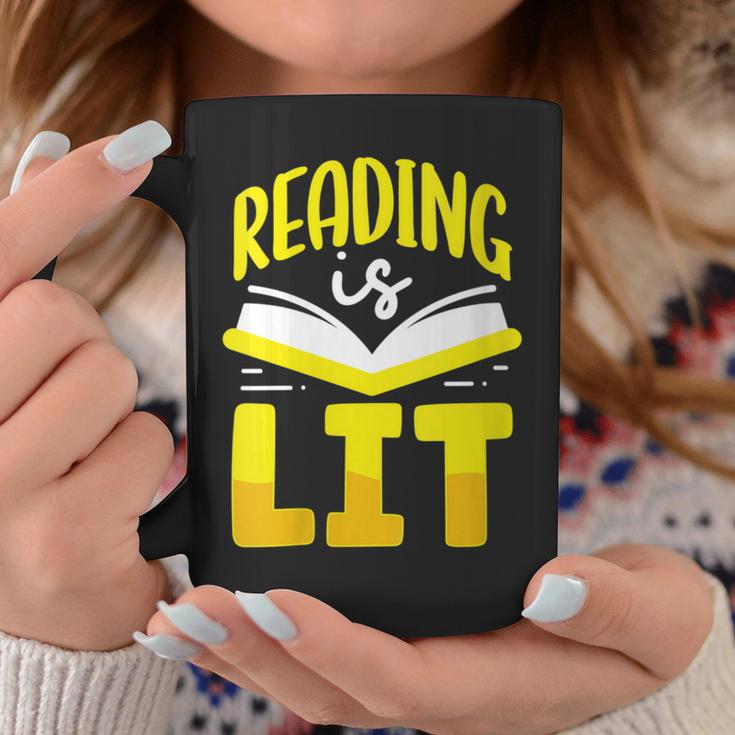 Reading Is Lit Bookworm Book Reading Graphic Print Coffee Mug Unique Gifts