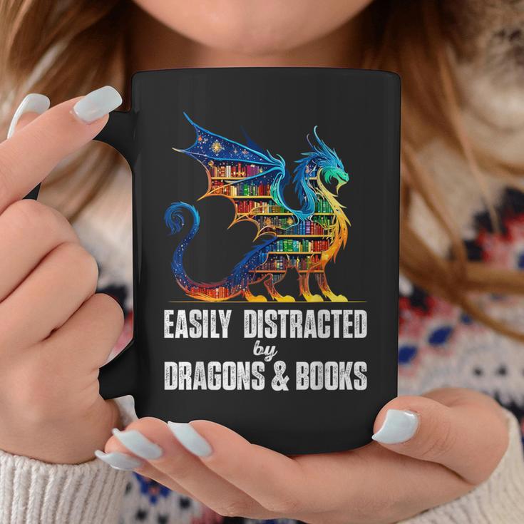 Reading Lover Easily Distracted By Dragons And Books Dragon Graphic Print Coffee Mug Unique Gifts