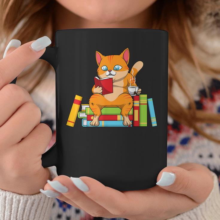 Reading For Men Women Books Cat Reading Lover Graphic Print Coffee Mug Unique Gifts
