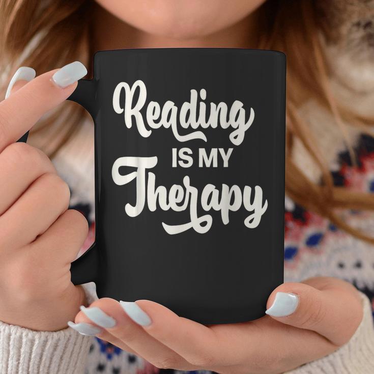 Reading Is My Therapy Book Lover Bookworm Reader Graphic Print Coffee Mug Unique Gifts
