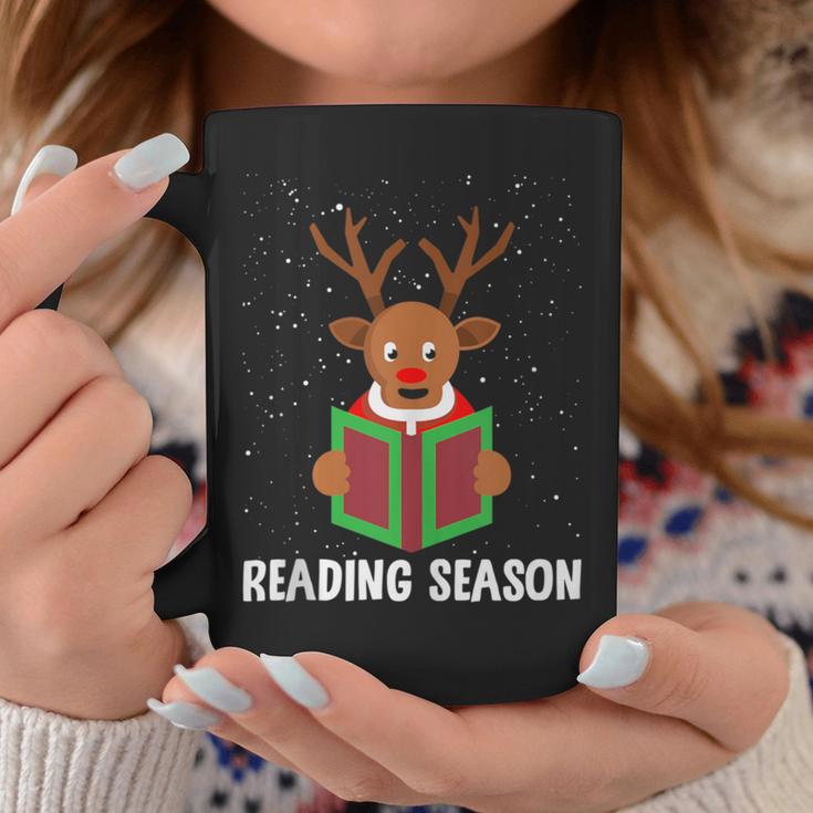 Reading Season Christmas Reindeer Bookworm Book Reader Graphic Print Coffee Mug Unique Gifts