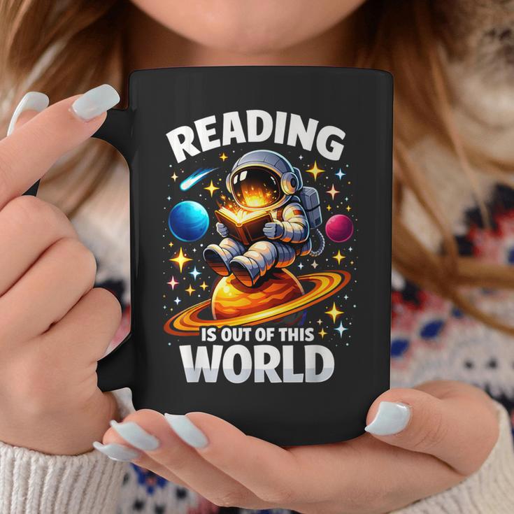 Reading Is Out Of This World Astronaut Book Lover Teacher Graphic Print Coffee Mug Unique Gifts