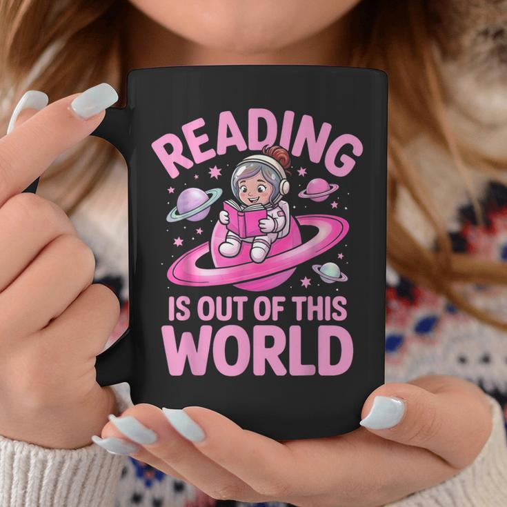 Reading Is Out Of This World Astronaut Reading Book Space Graphic Print Coffee Mug Unique Gifts