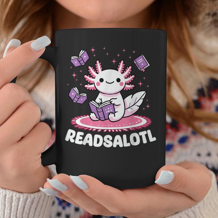 Readsalotl Axolotl Kawaii Anime Book Lover Reading Graphic Print Coffee Mug Unique Gifts