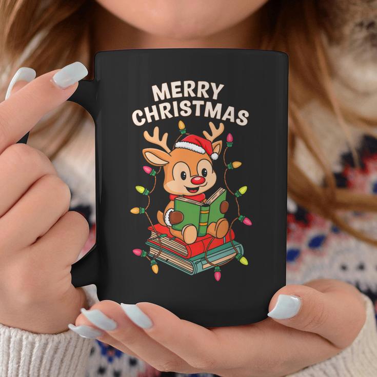 Reindeer Merry Christmas Books Matching Men Women Kids Graphic Print Coffee Mug Unique Gifts