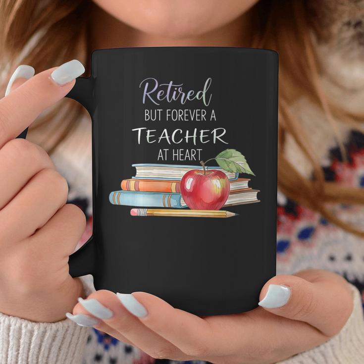 Retired But Forever A Teacher At Heart Vintage Books & Apple Graphic Print Coffee Mug Unique Gifts