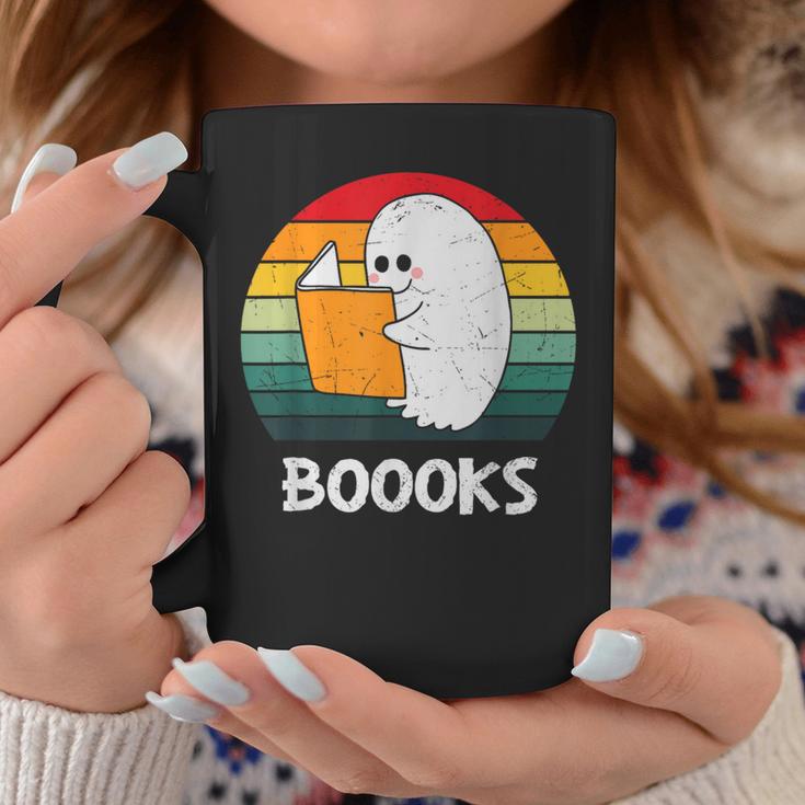 Retro Book Ghost Reading Halloween Teacher Men Women Graphic Print Coffee Mug Unique Gifts