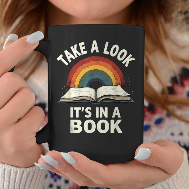 Retro Rainbow Take A Look It's In A Book Reading Graphic Print Coffee Mug Unique Gifts Retro Rainbow Take A Look It's In A Book Reading Graphic Print Coffee Mug Unique Gifts