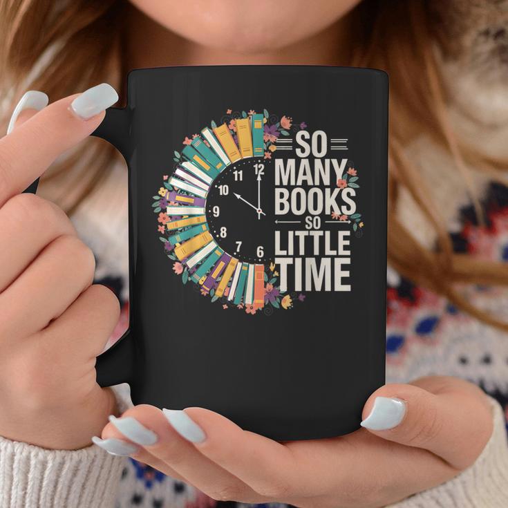 Retro So Many Books Little Time Book Clock Reading Graphic Print Coffee Mug Unique Gifts