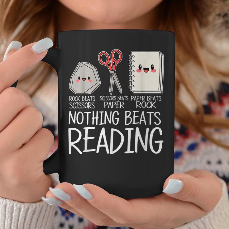 Rock Paper Scissors Nothing Beats Reading Book Lover Humor Graphic Print Coffee Mug Unique Gifts