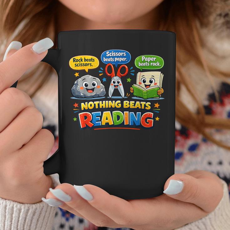 Rock Paper Scissors Nothing Beats Reading Book Lovers Graphic Print Coffee Mug Unique Gifts
