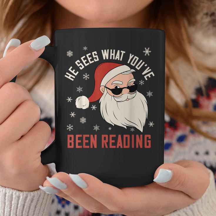He Sees What You'Ve Been Reading Dirty Spicy Books Women Graphic Print Coffee Mug Unique Gifts