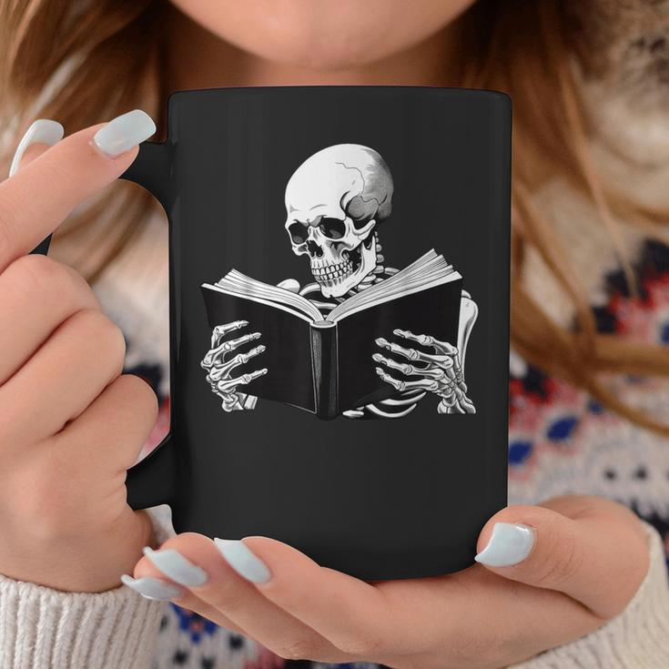 Skeleton Reading Book Bookworm Reader Bookish Halloween Graphic Print Coffee Mug Unique Gifts