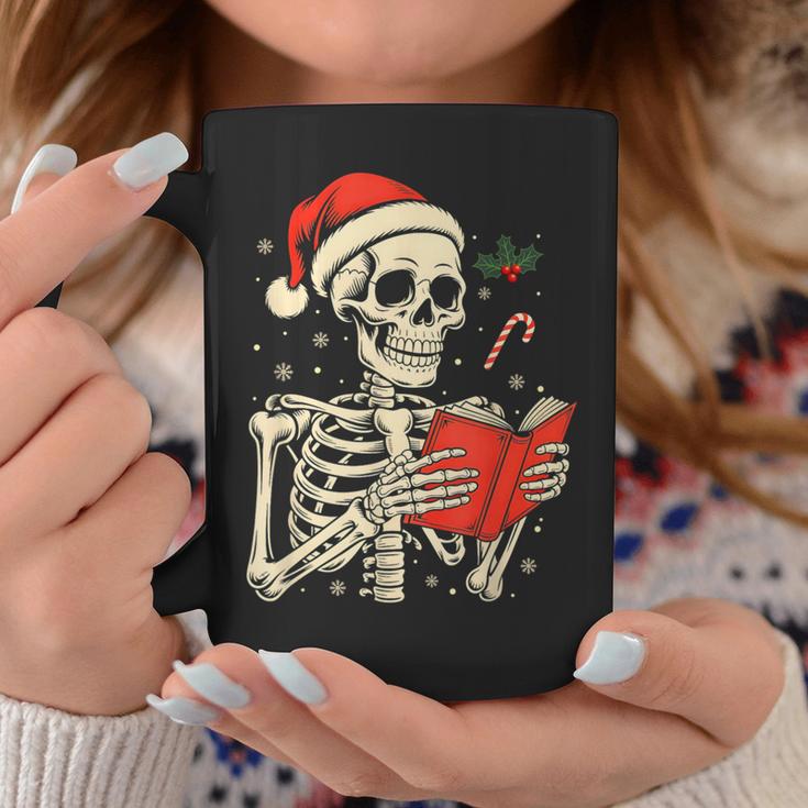 Skeleton Reading Book Christmas Teacher Librarian Book Lover Graphic Print Coffee Mug Unique Gifts