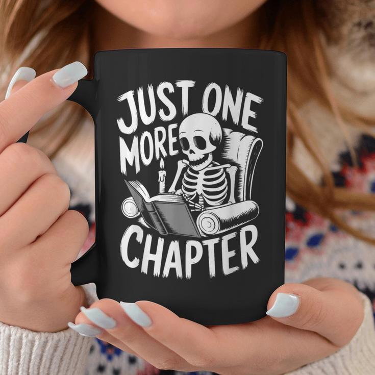Skeleton Reading Book Halloween Just One More Chapter Graphic Print Coffee Mug Unique Gifts Skeleton Reading Book Halloween Just One More Chapter Graphic Print Coffee Mug Unique Gifts