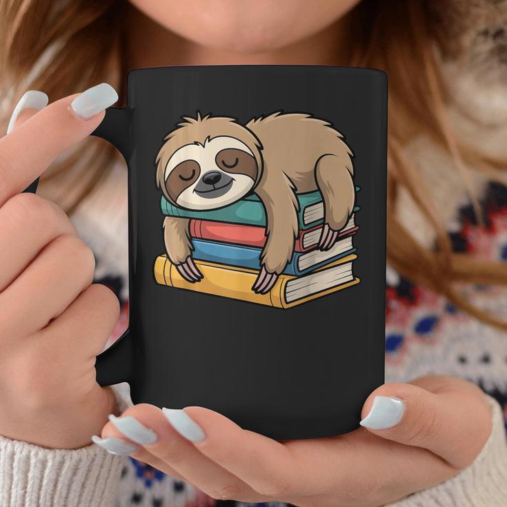 Sloth Sleeping On Books Graphic Print Coffee Mug Unique Gifts