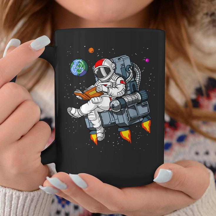 Space Astronaut Reading Book Bookworm Nerd Librarian Graphic Print Coffee Mug Unique Gifts