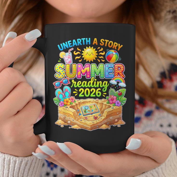 Summer Reading 2026 Unearth a Story Book Reading Graphic Print Coffee Mug Unique Gifts