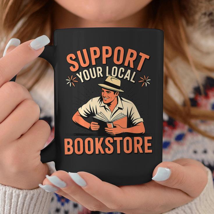Support Your Local Bookstore Vintage Reader Graphic Print Coffee Mug Unique Gifts