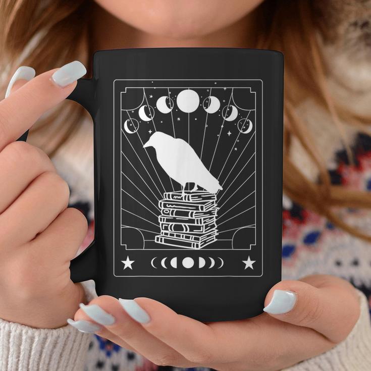 Tarot Card Raven Crow On Books Dark Academia Aesthetic Graphic Print Coffee Mug Unique Gifts