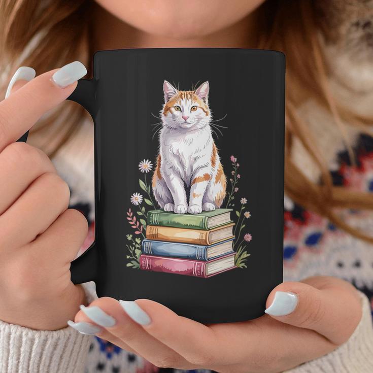 Turkish Van Bookworm Flowers Book Reading Books Graphic Print Coffee Mug Unique Gifts