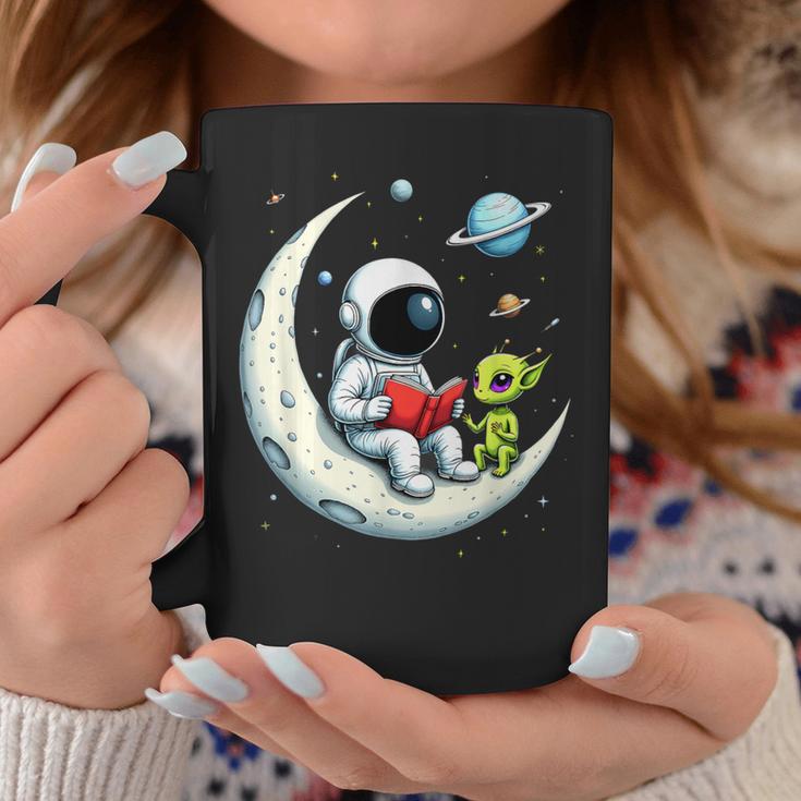 UFO Alien Astronaut Reading Book In Space Graphic Print Coffee Mug Unique Gifts