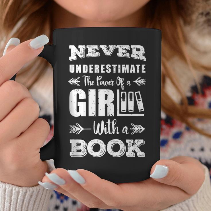 Never Underestimate A Girl With A Book Feminist Reader Graphic Print Coffee Mug Unique Gifts