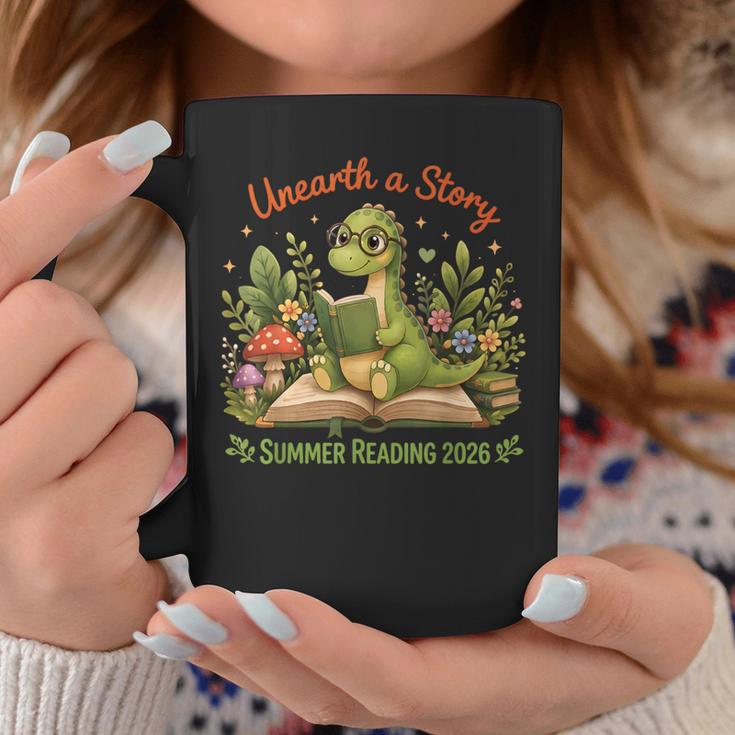 Unearth A Story Summer Reading 2026 Dinosaur Reading Books Graphic Print Coffee Mug Unique Gifts