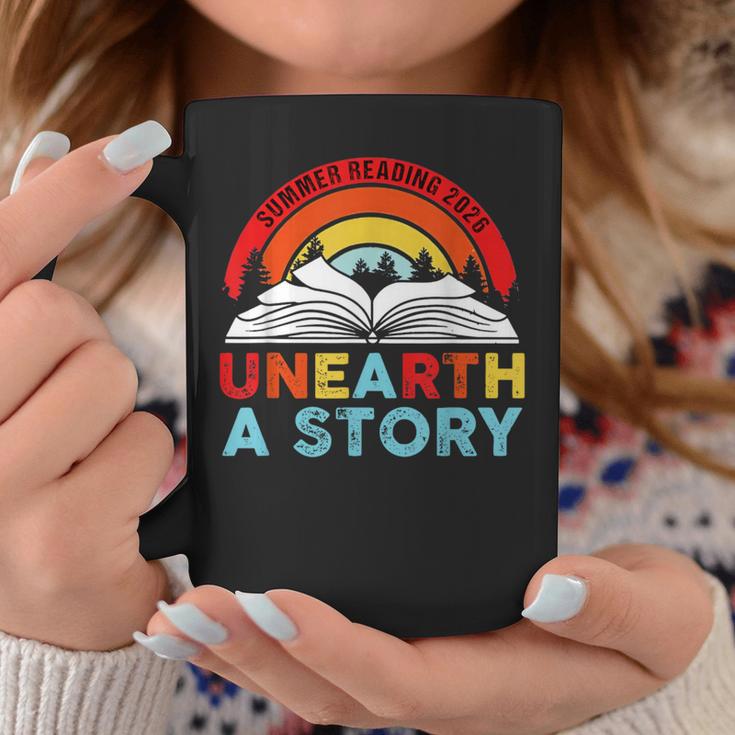 Unearth a Story Summer Reading 2026 Vintage Book Rainbow Graphic Print Coffee Mug Unique Gifts