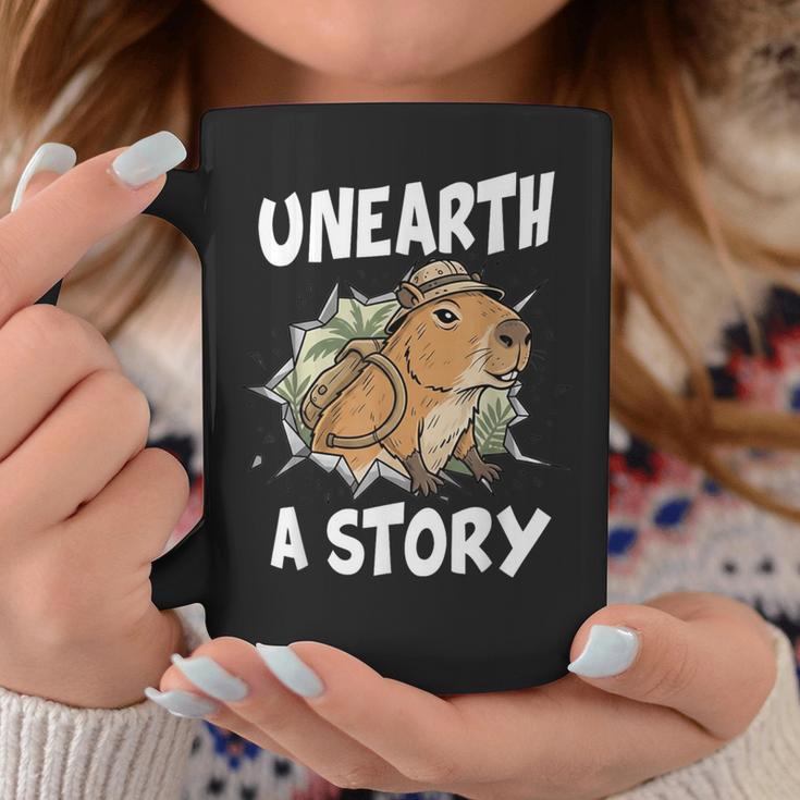 Unearth A Story Summer Reading Program 2026 Capybara Book Graphic Print Coffee Mug Unique Gifts