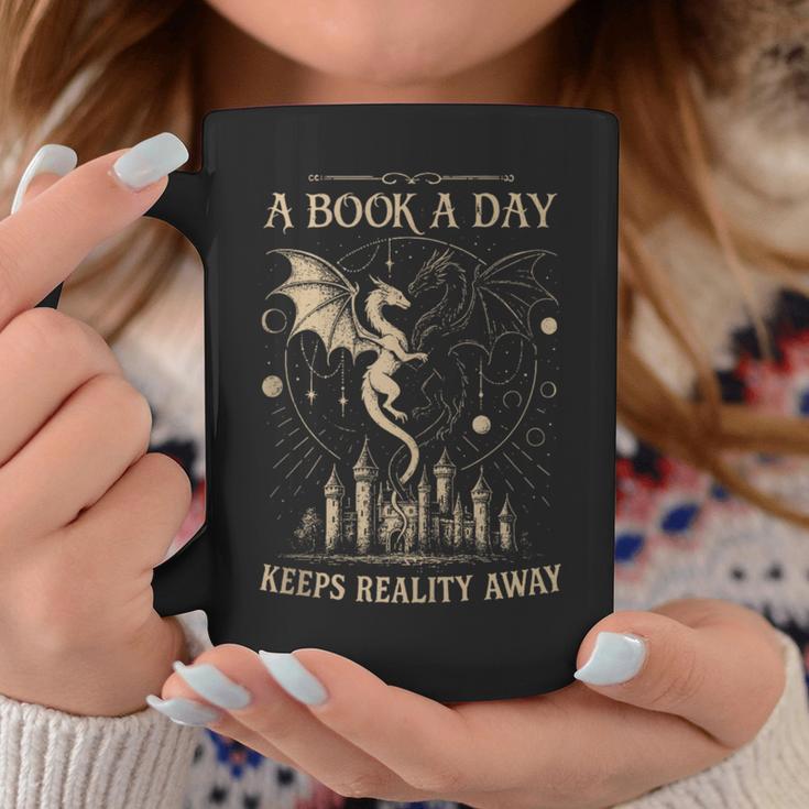 Vintage A Book a Day Keeps Reality Away Spicy Book Readers Graphic Print Coffee Mug Unique Gifts