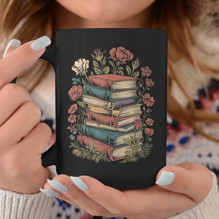 Vintage Books And Flowers Botanical Reading Illustration Graphic Print Coffee Mug Unique Gifts