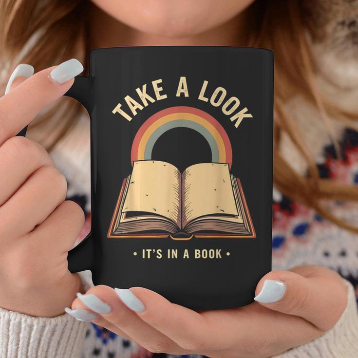 Vintage Rainbow Take a Look It's In a Book Retro Reading Art Graphic Print Coffee Mug Unique Gifts