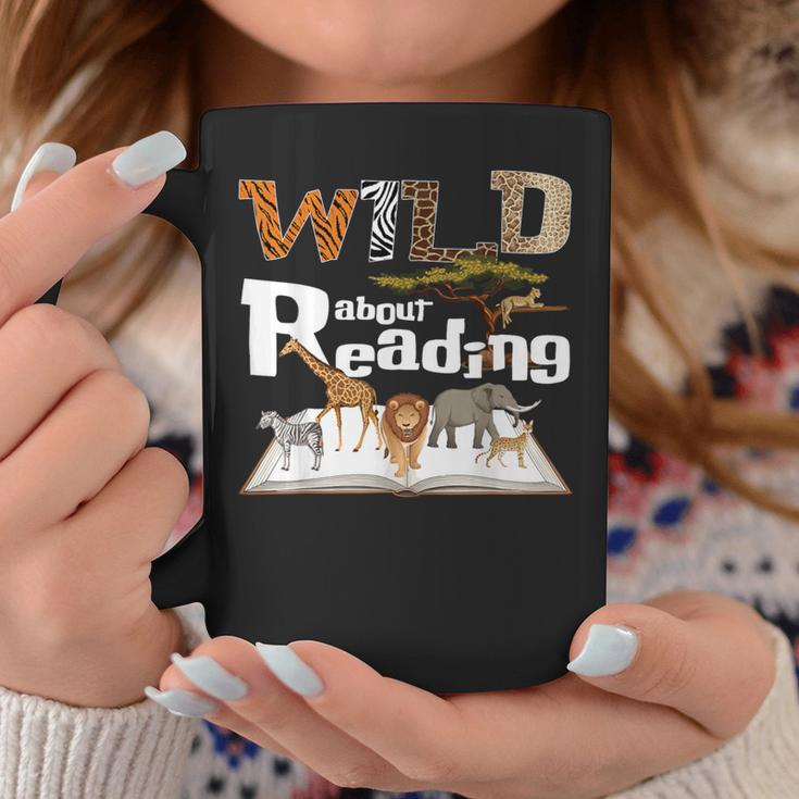 Wild About Reading Animals And Book Lovers Teacher Kids Graphic Print Coffee Mug Unique Gifts