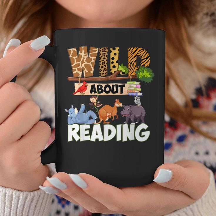 Wild About Reading Book Lover Bookworm Library Day Graphic Print Coffee Mug Unique Gifts