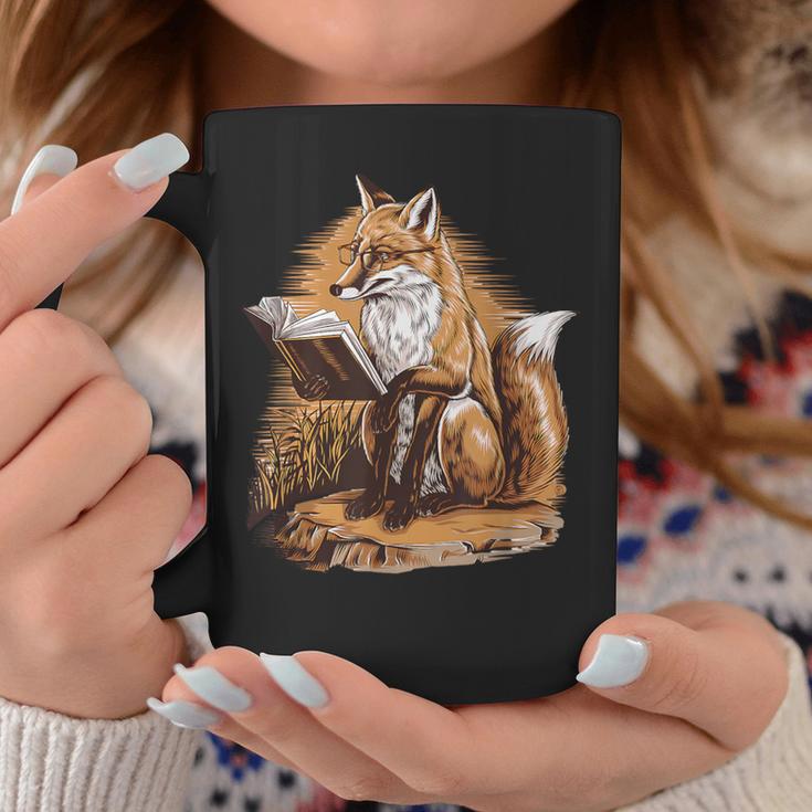 Wise Fox Reading A Book In Glasses Graphic Print Coffee Mug Unique Gifts