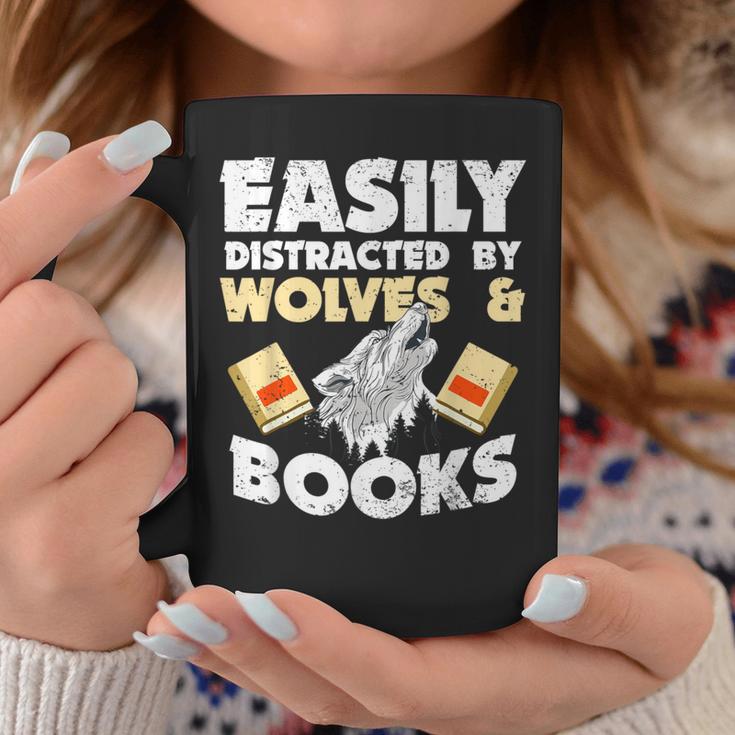 Wolf Lover Easily Distracted By Wolves And Books Read Graphic Print Coffee Mug Unique Gifts