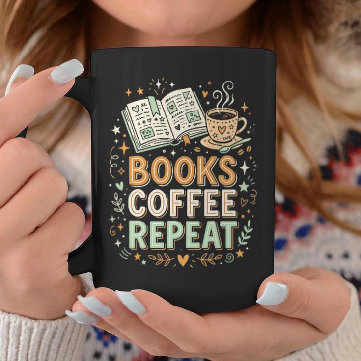 Women's Books Coffee Repeat Book Lover Reader Bookworm Graphic Print Coffee Mug Unique Gifts