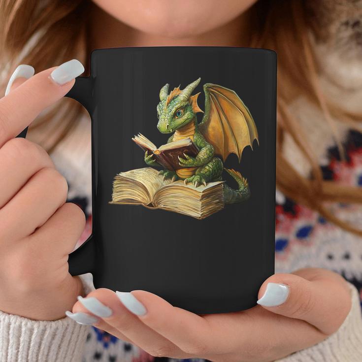 Women's Dragon Bookworm Reading Book Graphic Graphic Print Coffee Mug Unique Gifts