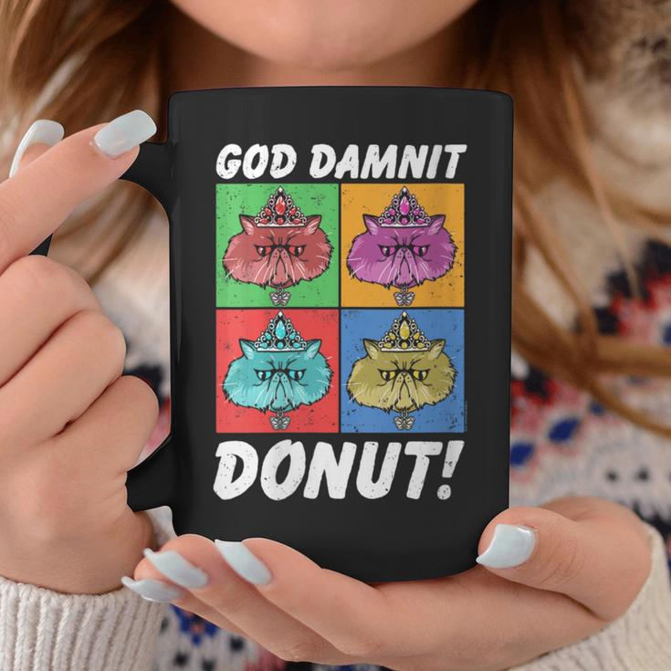Women's Dungeon Crawler Carl God Damnit Donut Cat Pop Art Book Graphic Print Coffee Mug Unique Gifts