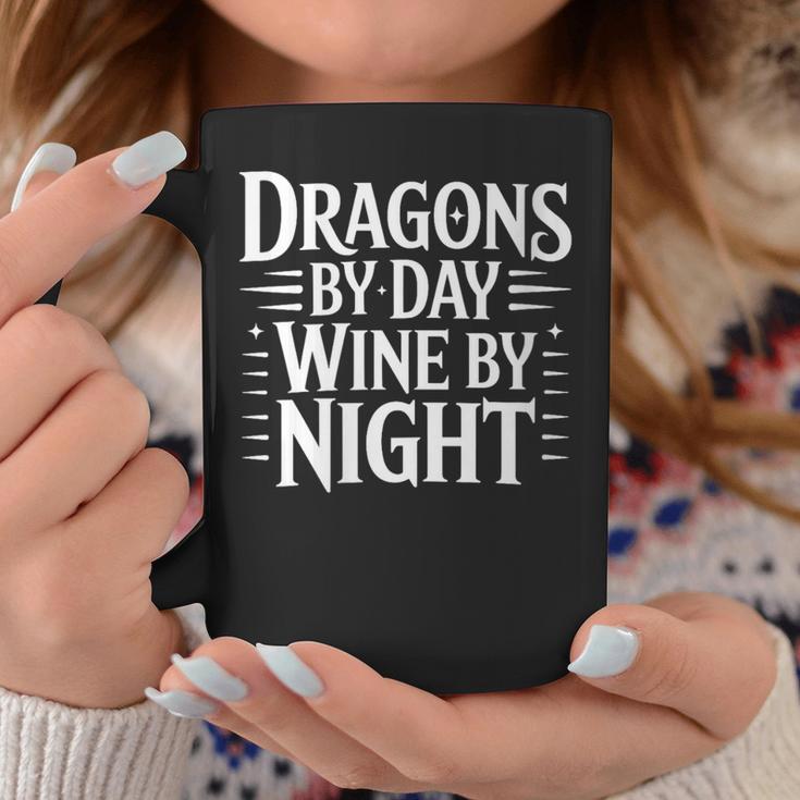 Women's Fantasy Books Reading Time Dragons By Day Wine By Night Graphic Print Coffee Mug Unique Gifts