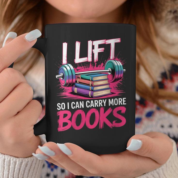 Women's I Lift So I Can Carry More Books Reader Gym Bookworm Graphic Print Coffee Mug Unique Gifts
