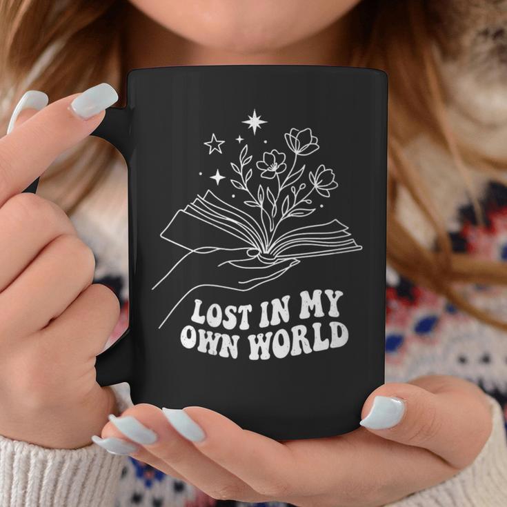Women's Minimalist Bookworm Lost In My Own World Book Lover Graphic Print Coffee Mug Unique Gifts