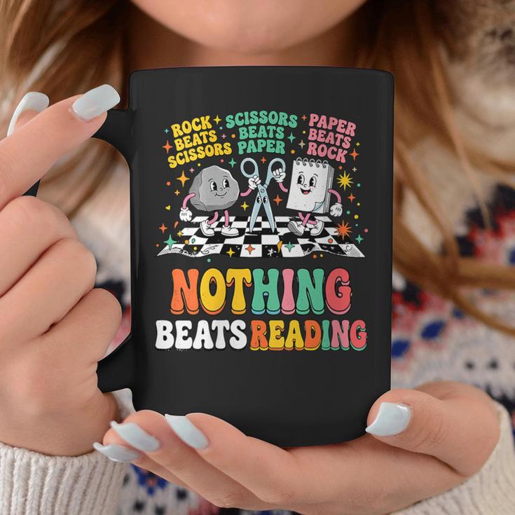 Women's Nothing Beats Reading Rock Paper Scissors Book Love Graphic Print Coffee Mug Unique Gifts